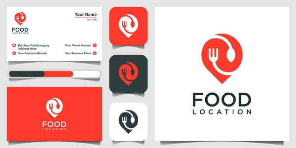 Food Location Logo Design Inspiration Negative Space Concept — Stock Vector