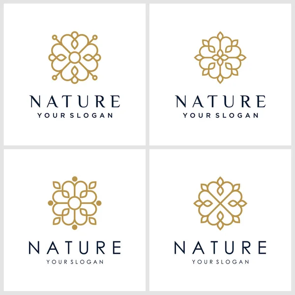 Blumen Logo Design Mit Linie Art Stil Logos Können Für — Stockvektor