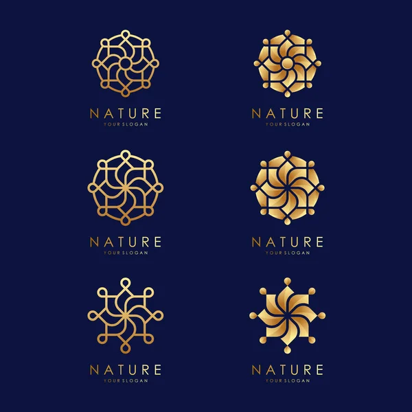 Blumen Logo Design Mit Linie Art Stil Logos Können Für — Stockvektor