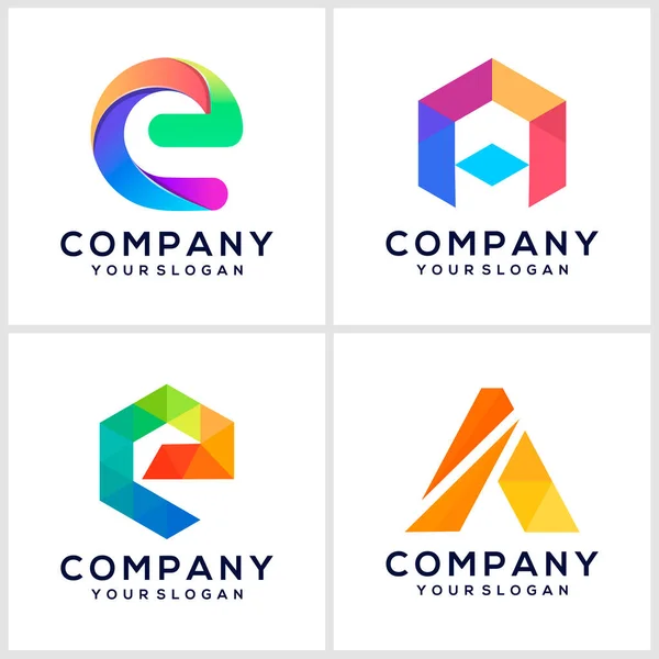 Kreative Bunte Brief Logo Design Inspiration — Stockvektor