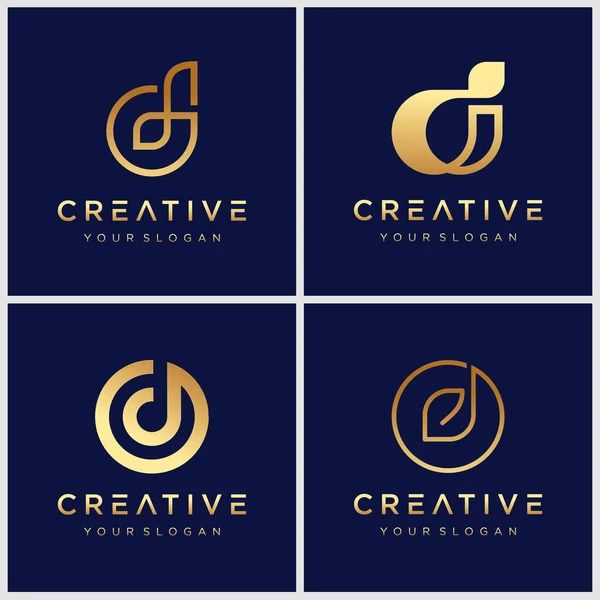Set Van Gouden Monogram Creatieve Letter Logo Design Inspiratie — Stockvector