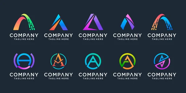 Conjunto Carta Monograma Criativo Modelo Design Logotipo Ícones Para Negócios — Vetor de Stock