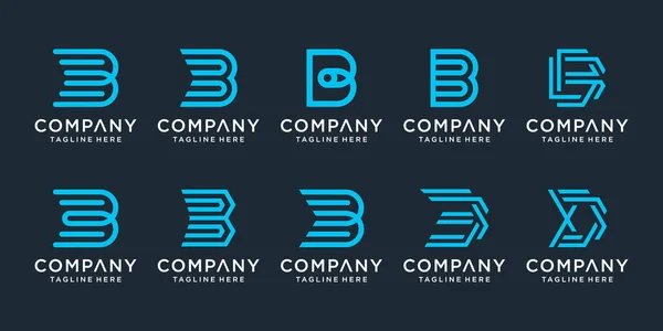 クリエイティブな文字Bのロゴデザインのインスピレーションのセット 豪華なエレガントなシンプルなビジネスのためのアイコン — ストックベクタ