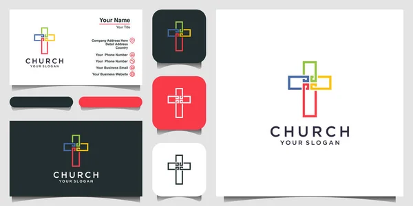 Church Logo Christian Symbols Coloring Jesus Cross — Stock Vector