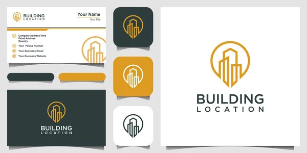 City Pin Logo Design Element Logo Design Business Card — Stock Vector