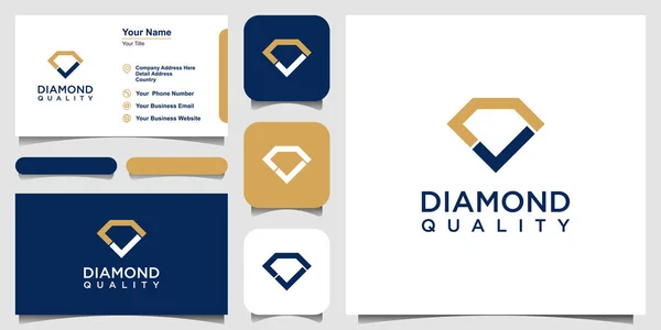 Diamante Combinado Marca Verificação Logotipo Vetor Modelo Design Cartão Visita — Vetor de Stock