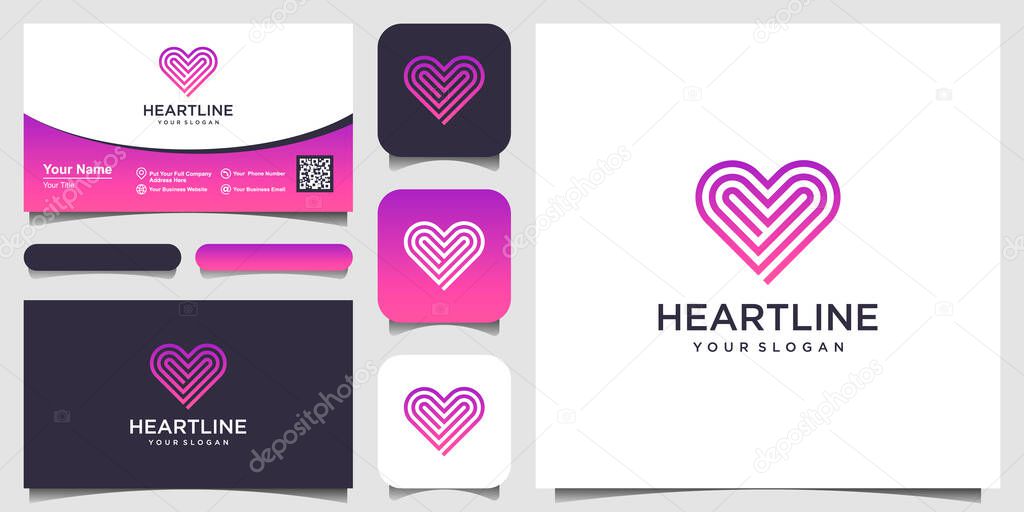 Heart symbol logo icon design template elements. Health care logotype concept. Dating Logo Icon. Vector template. business card design