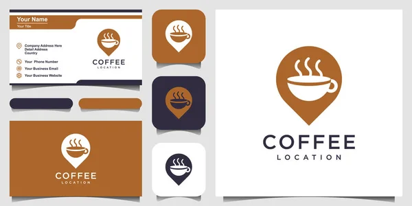 Coffee Cup Icon Map Pin Coffee Cup Pin Addresses Location — Stock Vector