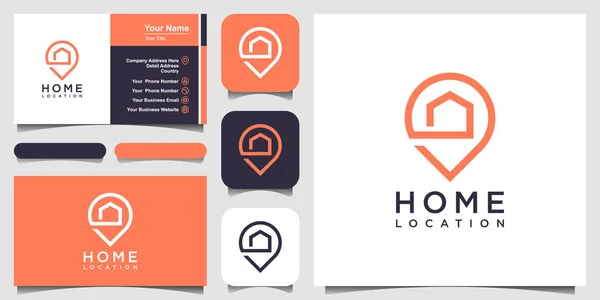 Home Location House Map Marker Logo Business Card Design — Stock Vector