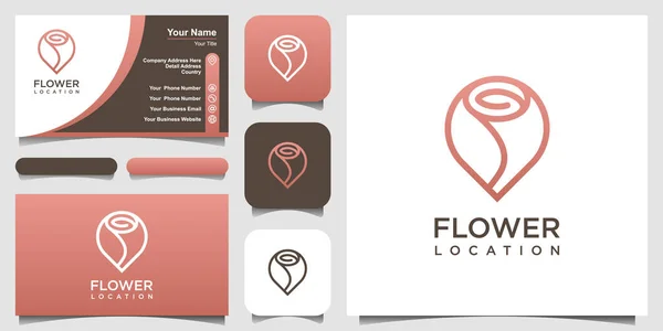 Abstract Flower Location Logo Design Template Set Logo Business Card — Stock Vector