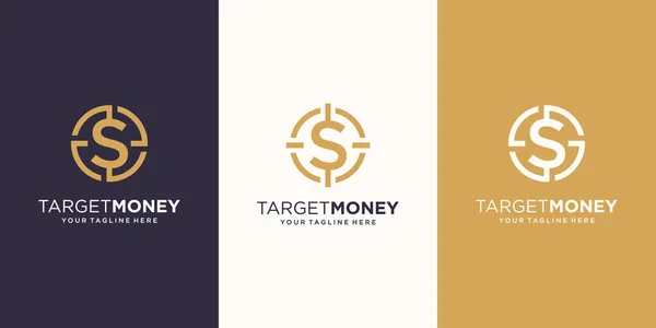 Alvo Dinheiro Logo Designs Template Símbolo Dólar Combinado Com Sinal — Vetor de Stock