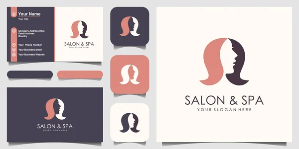 Projekt Logo Kobiety Twarzy Salonu Fryzjerskiego — Wektor stockowy