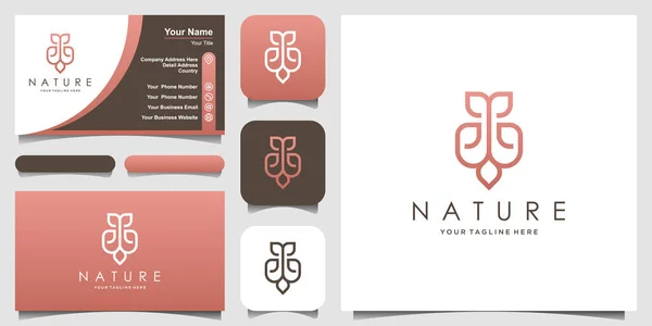 Ornament Natürliches Logo Design Mit Blatt Konzept Vektor — Stockvektor