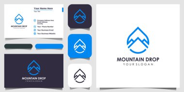 Damla logosu tasarımı dağ çizgisi sanat konsepti ve kartvizit tasarımı ile birleştirildi