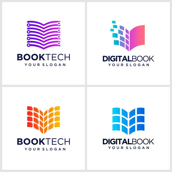 Design Logotipo Livro Digital Modelo Logotipo Livro Eletrônico Aprendizagem Line — Vetor de Stock