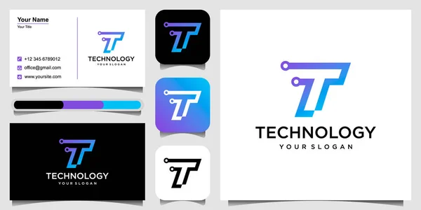 Letra Logo Símbolo Forma Círculo Color Verde Azul Tecnología Conexión — Vector de stock