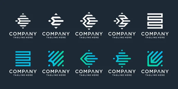 Uppsättning Kreativ Bokstav Logotyp Design Mall Ikoner För Företag Lyx — Stock vektor