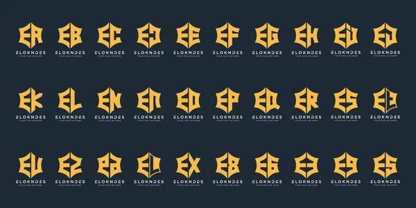 Uppsättning Kreativa Brev Med Form Hexagon Monogram Logotyp Design Inspiration — Stock vektor