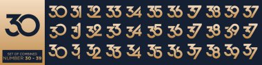 30 'dan 39' a kadar yaratıcı logo tasarımları koleksiyonu. soyut sayı tasarımı vektör çizimi