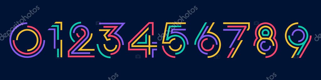 Set of creative number 1 to 10 logo designs. abstract number colorful design vector illustration