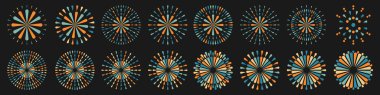 Yaratıcı havai fişek dizayn vektörleri, havai fişek süsleme renkli tasarım vektörü.