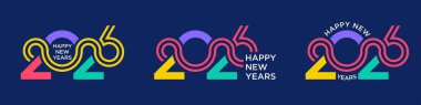 2026 Mutlu Yıllar Tasarım Vektörü. Moda benzersiz yeni yıl 2026 tasarım şablonu