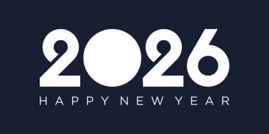 2026 Mutlu Yıllar Tasarım Vektörü. Moda benzersiz yeni yıl 2026 logo tasarım şablonu