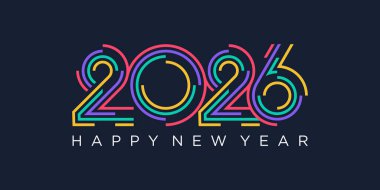 2026 Mutlu Yıllar Tasarım Vektörü. Moda benzersiz yeni yıl 2026 logo tasarım şablonu