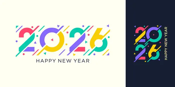2026 Mutlu Yıllar Tasarım Vektörü. Moda benzersiz yeni yıl 2026 logo tasarım şablonu