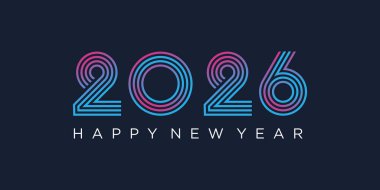 2026 Mutlu Yıllar Tasarım Vektörü. Moda benzersiz yeni yıl 2026 logo tasarım şablonu