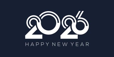 2026 Mutlu Yıllar Tasarım Vektörü. Moda benzersiz yeni yıl 2026 logo tasarım şablonu