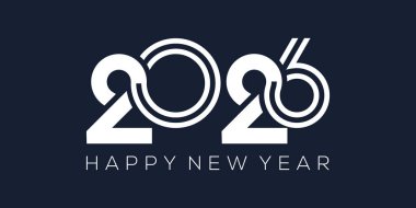 2026 Mutlu Yıllar Tasarım Vektörü. Moda benzersiz yeni yıl 2026 logo tasarım şablonu