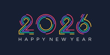 2026 Mutlu Yıllar Tasarım Vektörü. Moda benzersiz yeni yıl 2026 logo tasarım şablonu