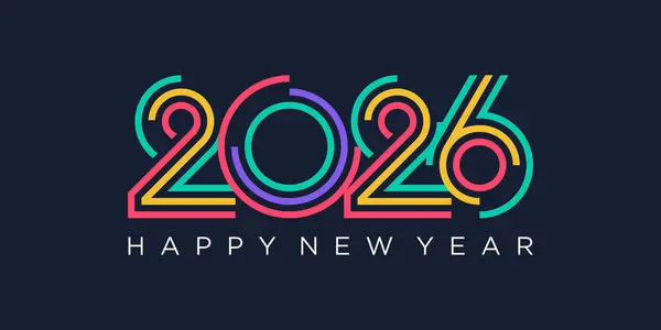 2026 Mutlu Yıllar Tasarım Vektörü. Moda benzersiz yeni yıl 2026 logo tasarım şablonu