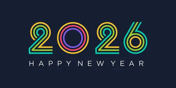 2026 Mutlu Yıllar Tasarım Vektörü. Moda benzersiz yeni yıl 2026 logo tasarım şablonu