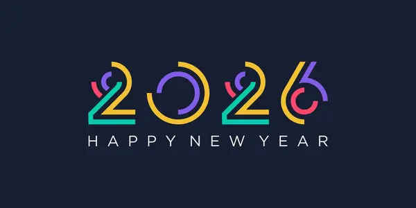 2026 Mutlu Yıllar Tasarım Vektörü. Moda benzersiz yeni yıl 2026 logo tasarım şablonu