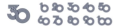 10. yıl dönümü ve 100. yıl dönümü logo tasarımları. Kutlama etkinliği, düğün, tebrik kartı ve davetiye için soyut numara, vektör illüstrasyonu