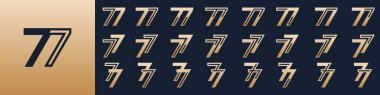 77 numaralı yaratıcı logo tasarımları koleksiyonu. soyut 77 tasarım vektör çizimi