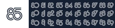 80 'den 89' a kadar olan yaratıcı logo tasarımları koleksiyonu. soyut sayı tasarımı vektör çizimi