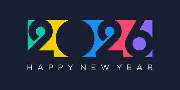 2026 Mutlu Yıllar Tasarım Vektörü. Moda benzersiz yeni yıl 2026 logo tasarım şablonu