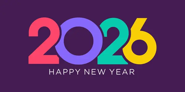 2026 Mutlu Yıllar Tasarım Vektörü. Moda benzersiz yeni yıl 2026 logo tasarım şablonu