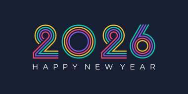 2026 Mutlu Yıllar Tasarım Vektörü. Moda benzersiz yeni yıl 2026 logo tasarım şablonu