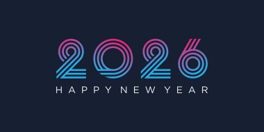 2026 Mutlu Yıllar Tasarım Vektörü. Moda benzersiz yeni yıl 2026 logo tasarım şablonu