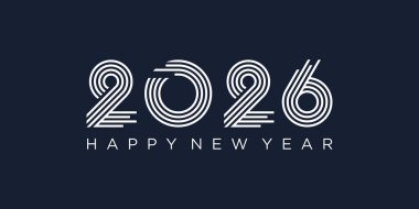 2026 Mutlu Yıllar Tasarım Vektörü. Moda benzersiz yeni yıl 2026 logo tasarım şablonu