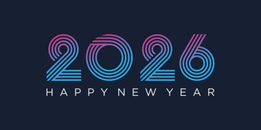 2026 Mutlu Yıllar Tasarım Vektörü. Moda benzersiz yeni yıl 2026 logo tasarım şablonu