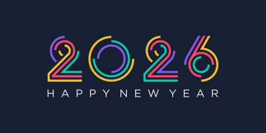 2026 Mutlu Yıllar Tasarım Vektörü. Moda benzersiz yeni yıl 2026 logo tasarım şablonu