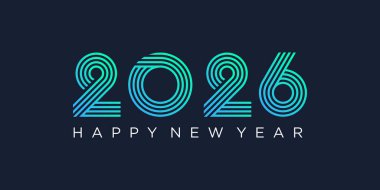 2026 Mutlu Yıllar Tasarım Vektörü. Moda benzersiz yeni yıl 2026 logo tasarım şablonu