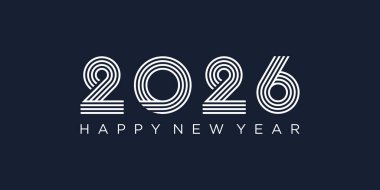 2026 Mutlu Yıllar Tasarım Vektörü. Moda benzersiz yeni yıl 2026 logo tasarım şablonu