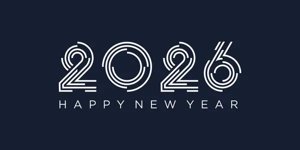 2026 Mutlu Yıllar Tasarım Vektörü. Moda benzersiz yeni yıl 2026 logo tasarım şablonu