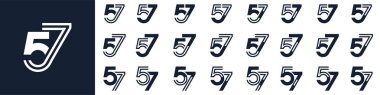 57 numaralı yaratıcı logo tasarımları koleksiyonu. soyut 57 tasarım vektör çizimi